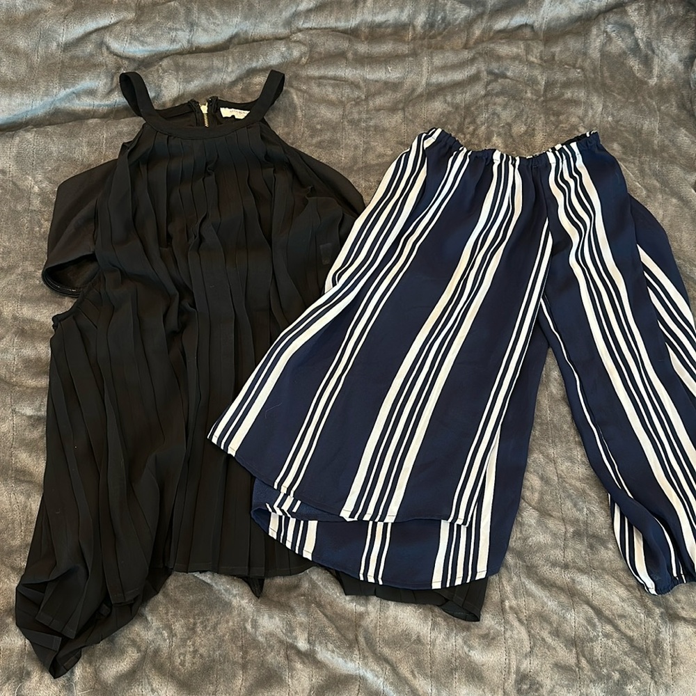 Black UMGEE usa tank Large and off shoulder navy stripe blouse size medium